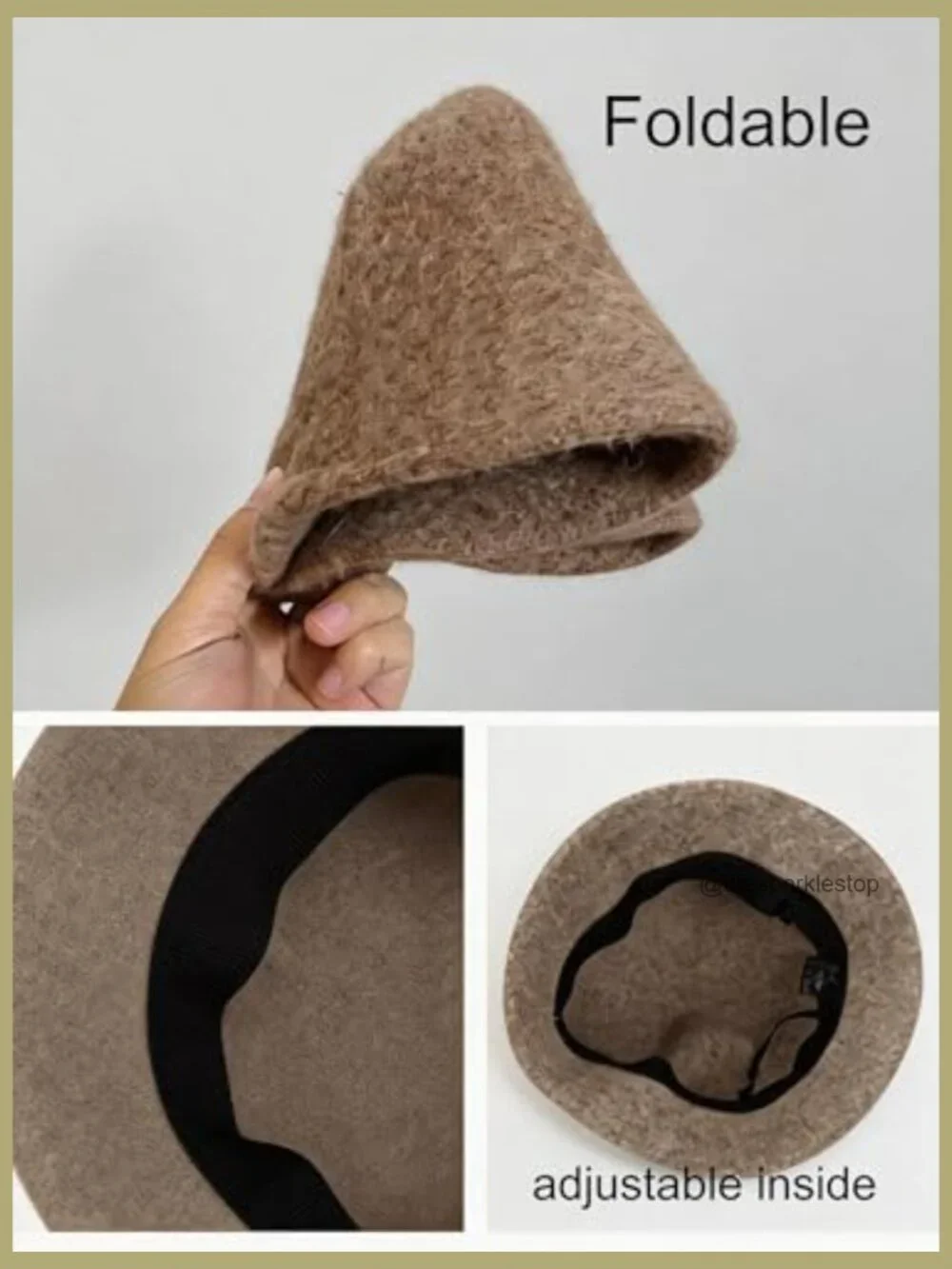 Faux Wool Felt Cloche Bucket Hat Adjustable Winter Warm Fedora